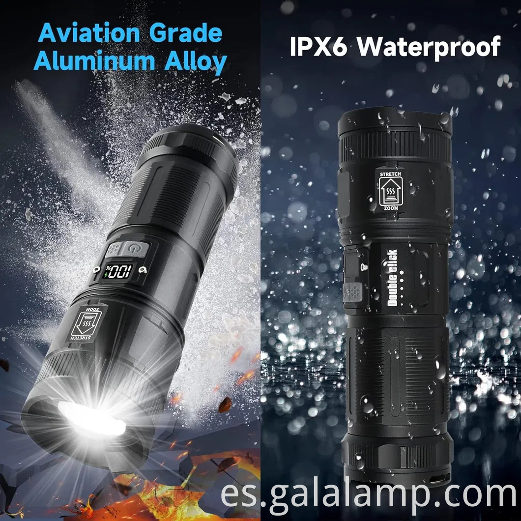 Potente linterna LED con rayo láser blanco para uso al aire libre